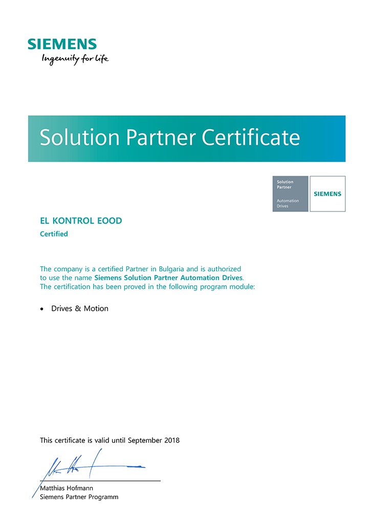 5 El Kontrol 2018 partner certificate